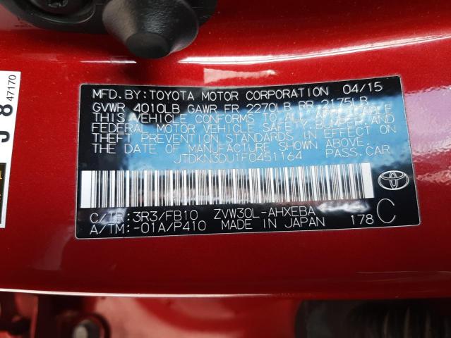 2015 TOYOTA PRIUS JTDKN3DU1F0451164