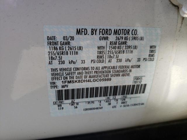 2020 FORD EXPLORER X 1FMSK8DH4LGC05989