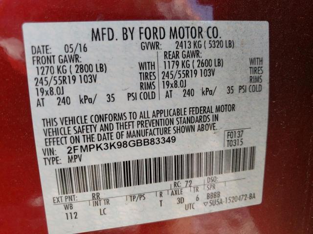 2016 FORD EDGE TITAN 2FMPK3K98GBB83349