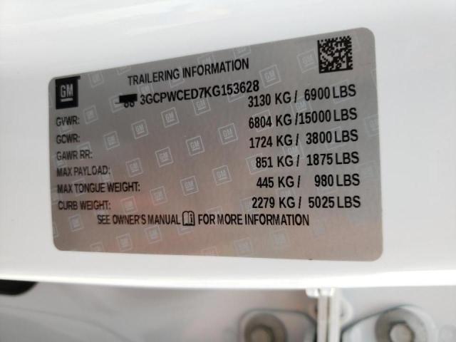 2019 CHEVROLET SILVERADO 3GCPWCED7KG153628