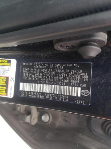 2019 TOYOTA CAMRY 4C 4T1B11HKXKU766228
