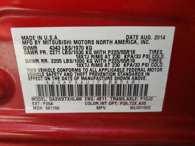 2015 MITSUBISHI OUTLANDER 4A4AP4AU1FE005401