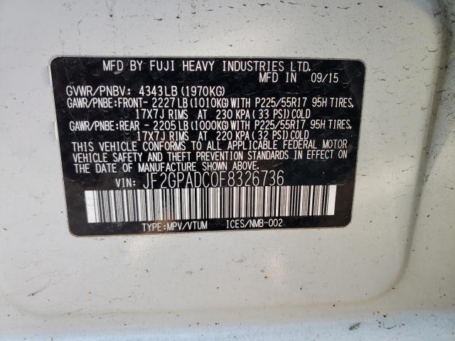 2015 SUBARU XV CROSSTR JF2GPADC0F8326736
