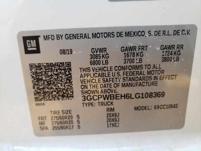 2020 CHEVROLET SILVERADO 3GCPWBEH6LG108369
