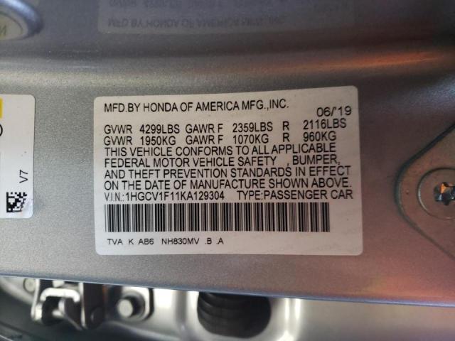 2019 HONDA ACCORD LX 1HGCV1F11KA129304