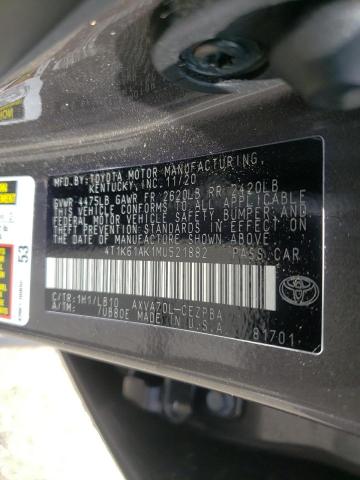 2021 TOYOTA CAMRY XSE 4T1K61AK1MU521882
