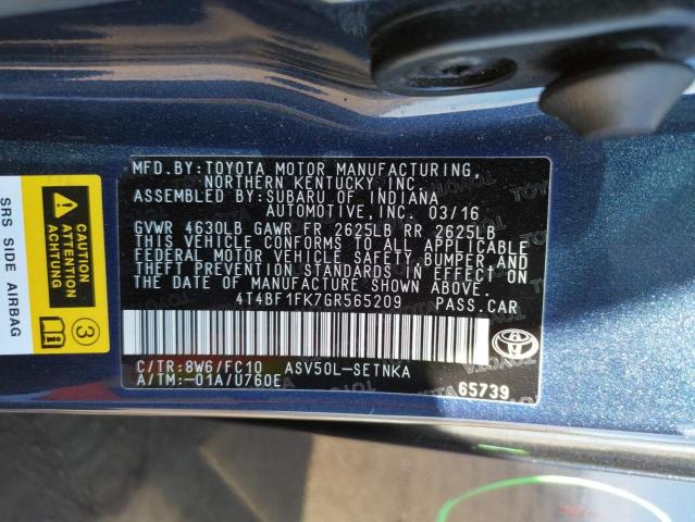 2016 TOYOTA CAMRY LE 4T4BF1FK7GR565209