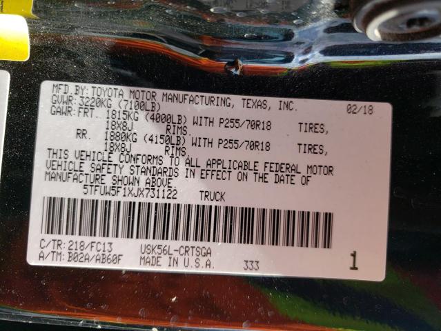 2018 TOYOTA TUNDRA DOU 5TFUW5F1XJX731122
