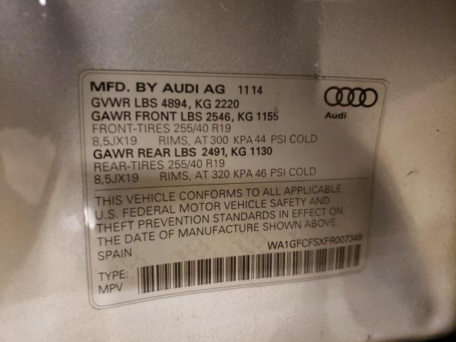 2015 AUDI Q3 PRESTIG WA1GFCFSXFR007348