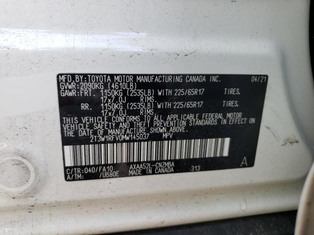 2021 TOYOTA RAV4 XLE 2T3W1RFV0MW145037