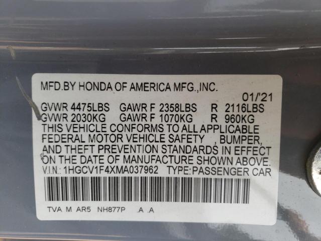 2021 HONDA ACCORD SPO 1HGCV1F4XMA037962