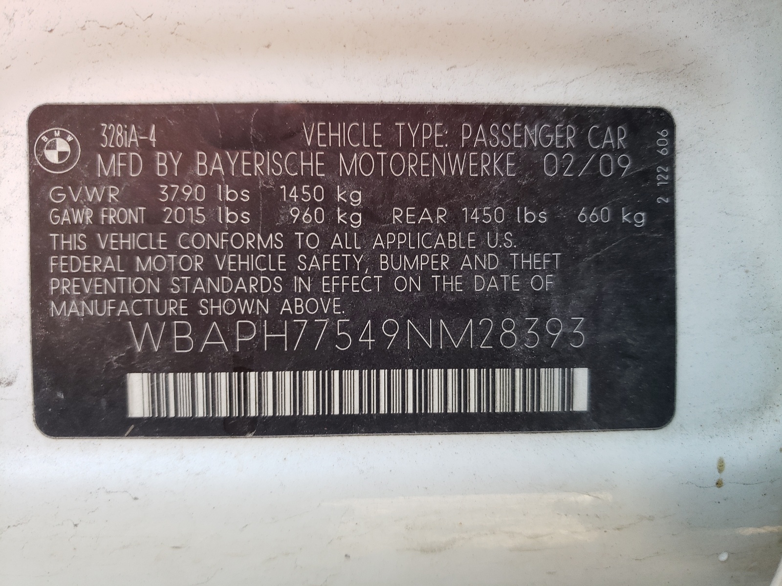 WBAPH77549NM28393 2009 BMW 328 I