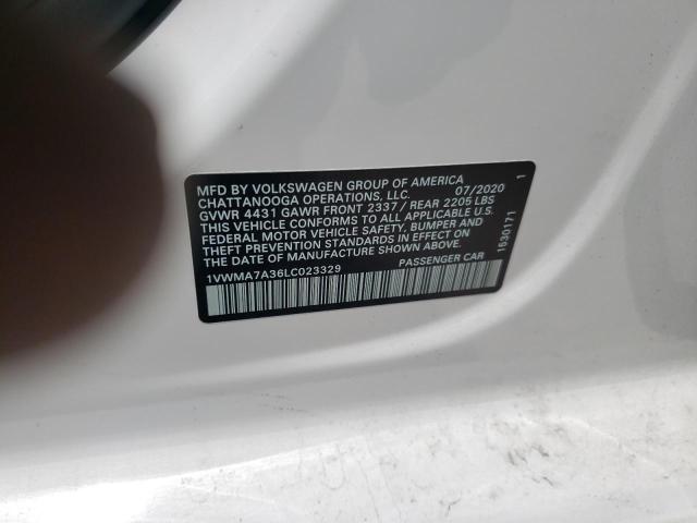 2020 VOLKSWAGEN PASSAT R-L 1VWMA7A36LC023329