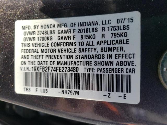 2015 HONDA CIVIC SE 19XFB2F74FE273480