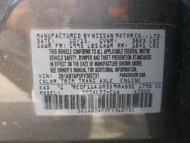 2015 NISSAN SENTRA S 3N1AB7AP0FY360731