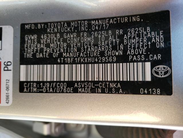 2017 TOYOTA CAMRY LE 4T1BF1FKXHU429569