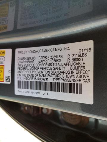 1HGCV1F15JA086231 Honda Accord Lx 2018. Фото: 9