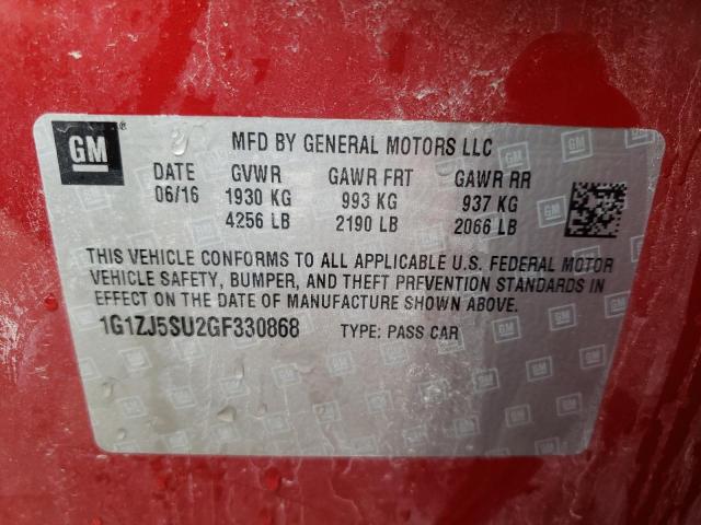 2016 CHEVROLET MALIBU HYB 1G1ZJ5SU2GF330868