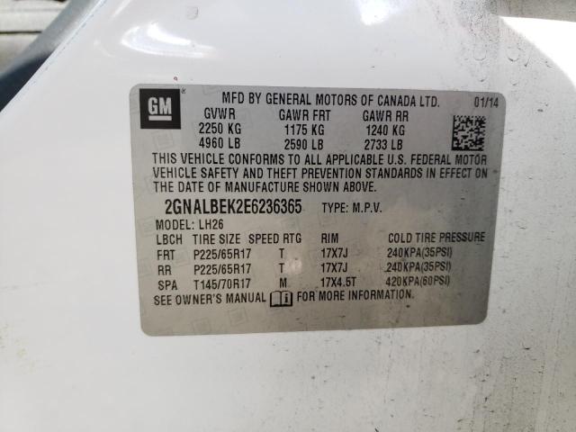 2GNALBEK2E6236365 Chevrolet Equinox Lt 2014. Фото: 9
