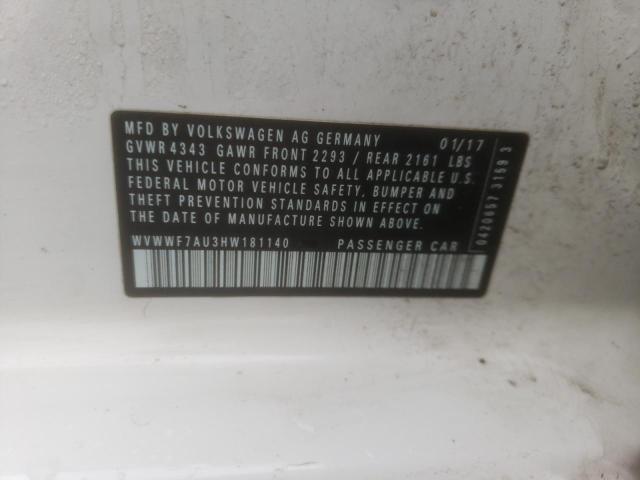 2017 VOLKSWAGEN GOLF R WVWWF7AU3HW181140