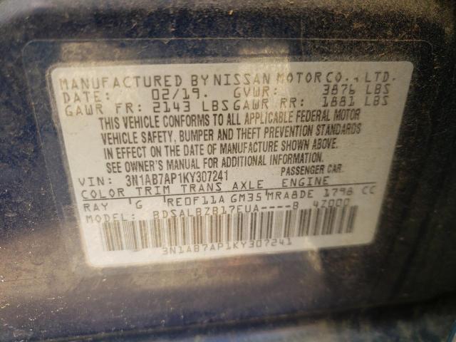 2019 NISSAN SENTRA S 3N1AB7AP1KY307241
