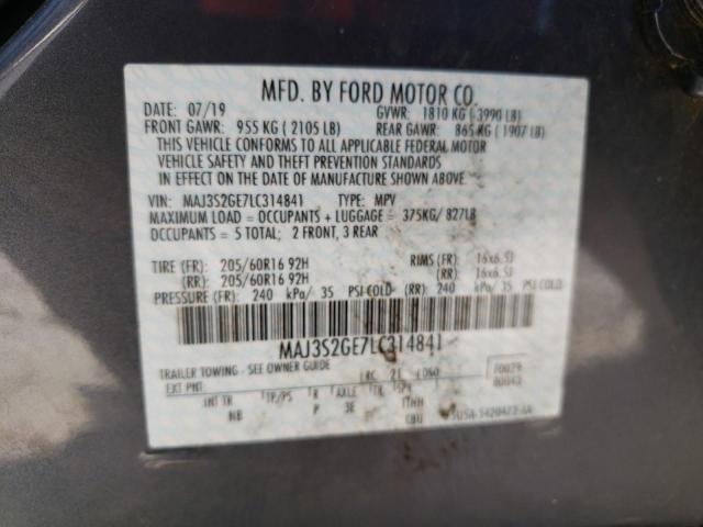 2020 FORD ECOSPORT S MAJ3S2GE7LC314841