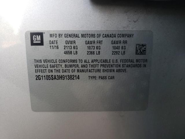 2017 CHEVROLET IMPALA LT 2G1105SA3H9138214