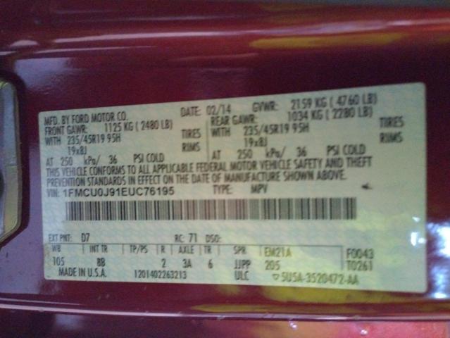 1FMCU0J91EUC76195 Ford Escape Titanium