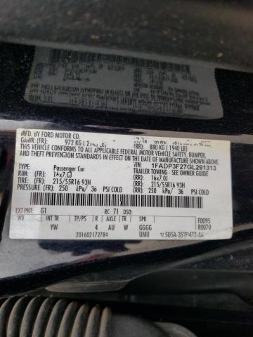 2016 FORD FOCUS SE 1FADP3F27GL291313