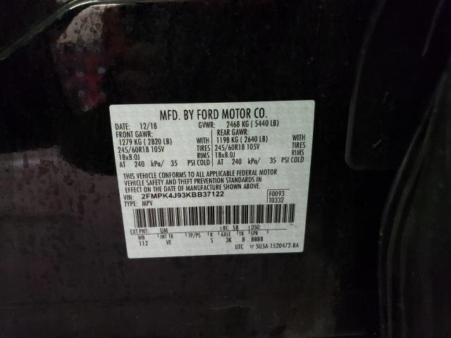 2019 FORD EDGE SEL 2FMPK4J93KBB37122