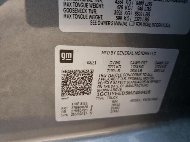 2021 CHEVROLET SILVERADO 1GCUYEED5MZ404416