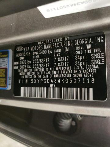 2019 KIA SORENTO L 5XYPGDA34KG507118