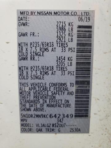 5N1DR2MN9KC642349 Nissan Pathfinder 2019. Фото: 9