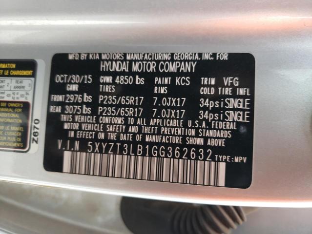 2016 HYUNDAI SANTA FE S 5XYZT3LB1GG362632