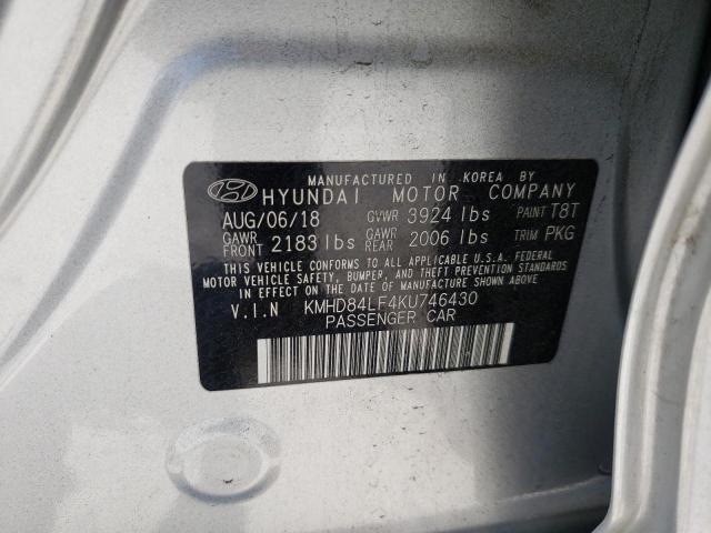 2019 HYUNDAI ELANTRA SE KMHD84LF4KU746430