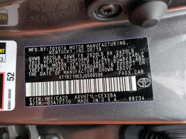 2018 TOYOTA CAMRY HYBR 4T1B21HK5JU508596