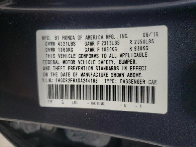 2016 HONDA ACCORD EXL 1HGCR2F8XGA244188