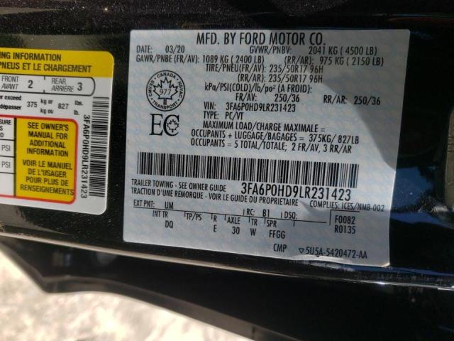2020 FORD FUSION SE 3FA6P0HD9LR231423