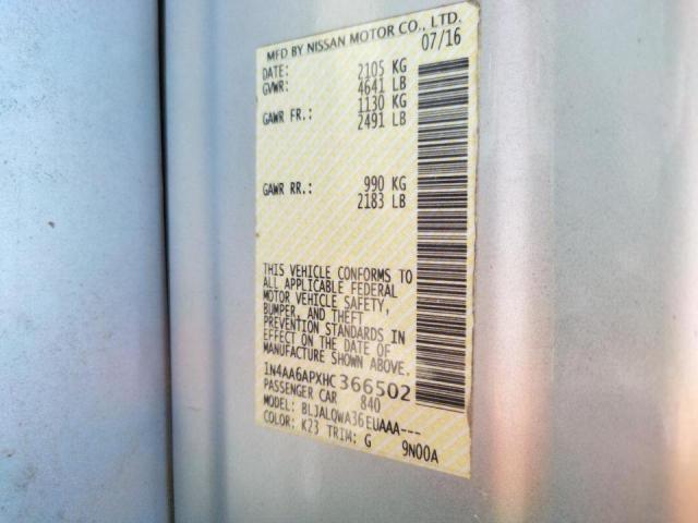 2017 NISSAN MAXIMA 3.5 1N4AA6APXHC366502