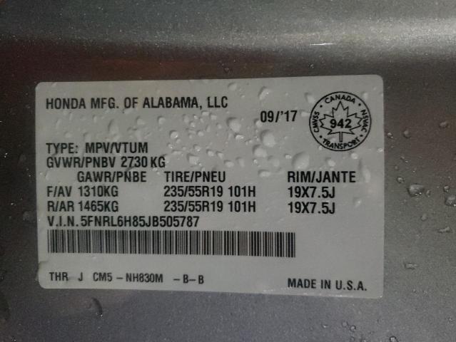 2018 HONDA ODYSSEY 5FNRL6H58JB505787