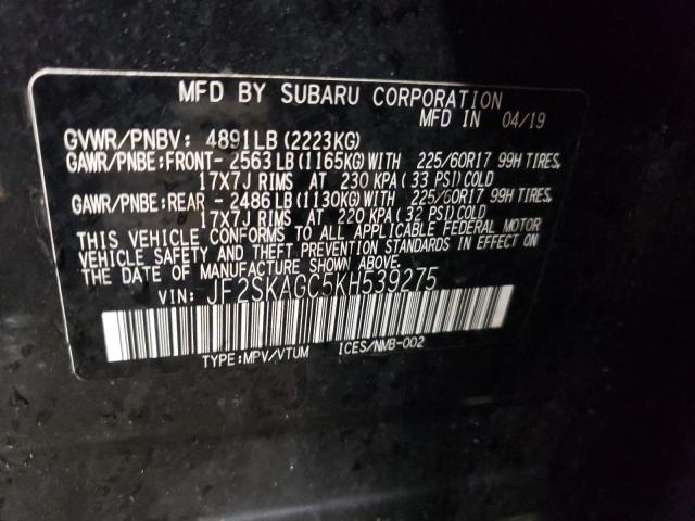 2019 SUBARU FORESTER P JF2SKAGC5KH539275