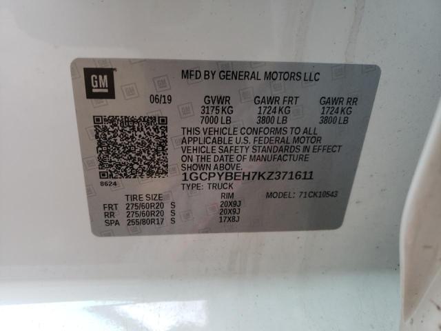 2019 CHEVROLET 1500 SILVE 1GCPYBEH7KZ371611