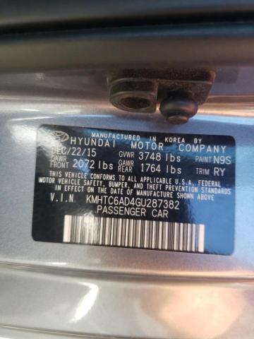2016 HYUNDAI VELOSTER KMHTC6AD4GU287382