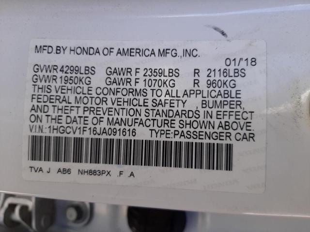 2018 HONDA ACCORD LX 1HGCV1F16JA091616