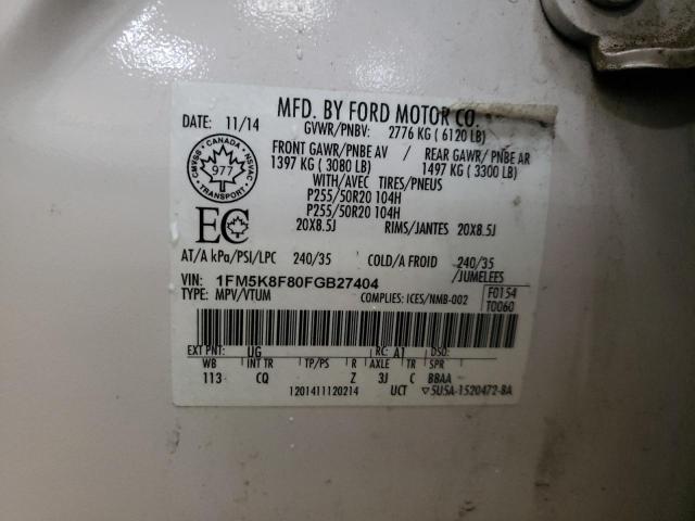 2015 FORD EXPLORER L 1FM5K8F80FGB27404