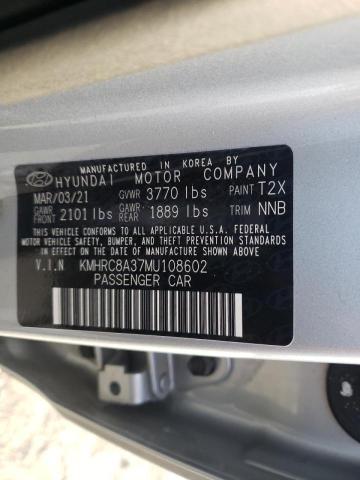 2021 HYUNDAI VENUE SEL KMHRC8A37MU108602