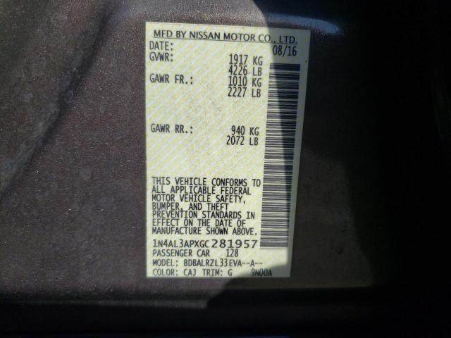 2016 NISSAN ALTIMA 2.5 1N4AL3APXGC281957