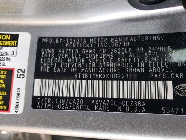 2019 TOYOTA CAMRY L 4T1B11HKXKU822166