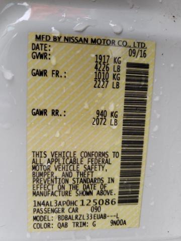 2017 NISSAN ALTIMA 2.5 1N4AL3AP0HC125086