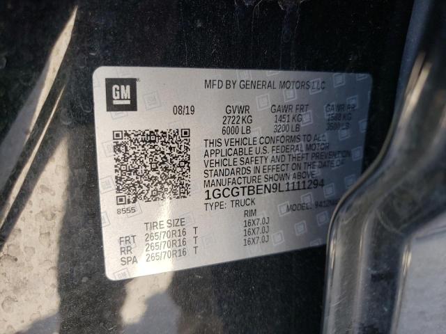 2020 CHEVROLET COLORADO 1GCGTBEN9L1111294